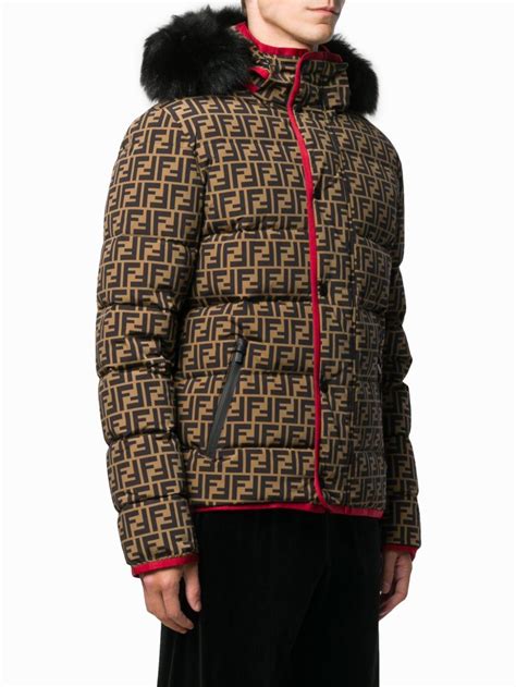 brown fendi puffer jacket|Fendi raglan puffer jacket.